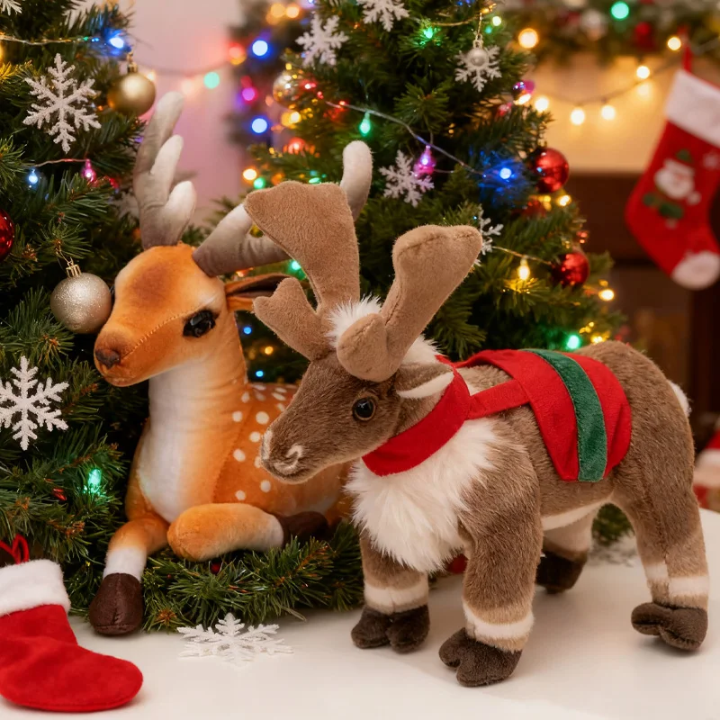 かわいいヘラジカシカ鹿ぬいぐるみリアルなクリスマスパーティーの雰囲気の装飾抱きしめやすい人形クリスマスフェスティバルギフト友人への