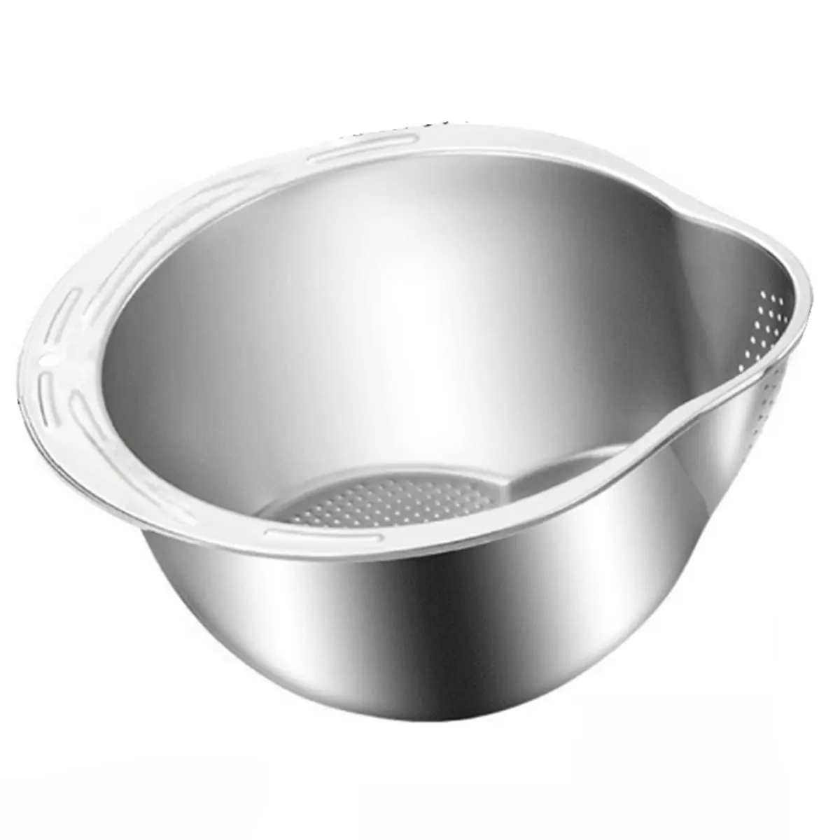 NOCM Rice Washer Strainer Bowl Stainless Steel Rice Washing Bowl Sieve Colander Fruit and Vegetable Strainer Kitchen Tools