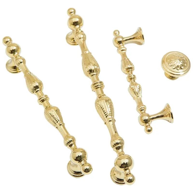 HOT 10PCS Solid Brass Shiny Gold Furniture Pulls Handles Drawer Knobs Cupboard Wardrobe Closet Dresser Wine Cabinet Pulls Knobs