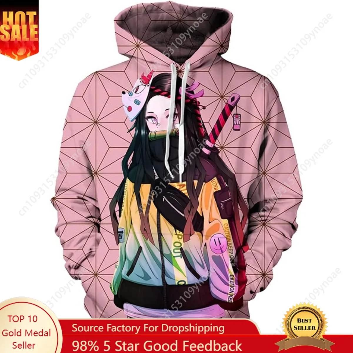 Kamado Nezuko Anime Hoodie Men Women Teentager 3D Printed Cotton Hooded Sweatshirt Pullover Tops Outerwear Full Frame Hoodies