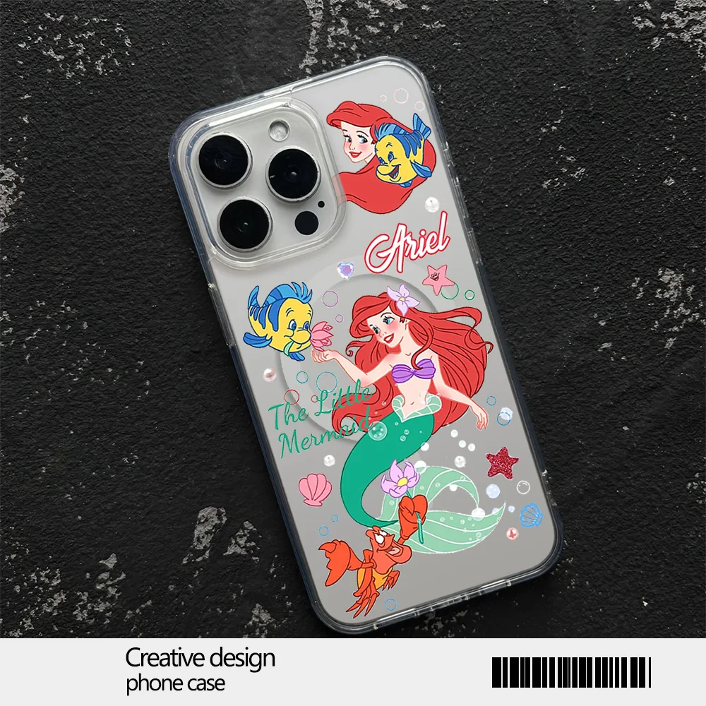 MINISO Disney Princess Phone Case for iPhone 12 11 13 14 15 16 Max Pro Plus Magsafe Magnetic Wireless Cover