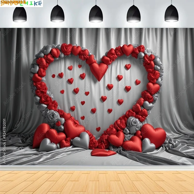 

Valentine's Day Digital Photography Backdrops Magical Cascade Red Love Hearts Rose Romantic Wedding Photo Background QJ-02