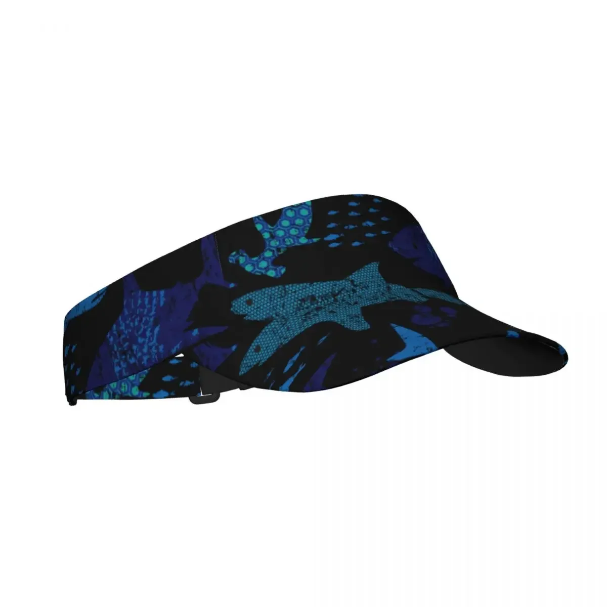 Summer Air Sun Hat Men Women Adjustable Visor UV Protection Top Empty Sports Abstract Sharks Dark Print Sunscreen Cap