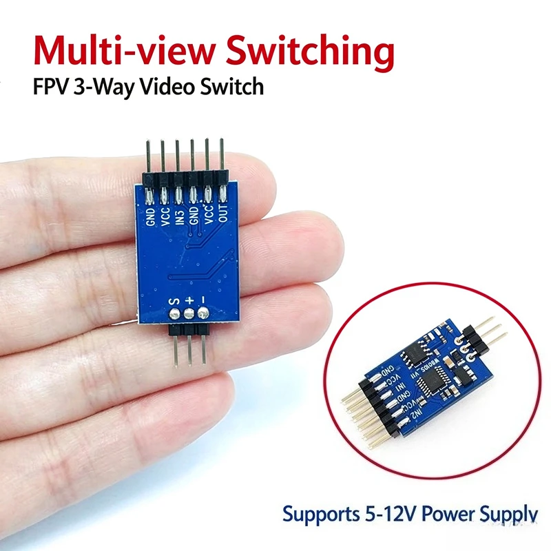 3-Channel FPV Video Switch Board, PWM Signal Control, for Switching Multiple FPV Cameras