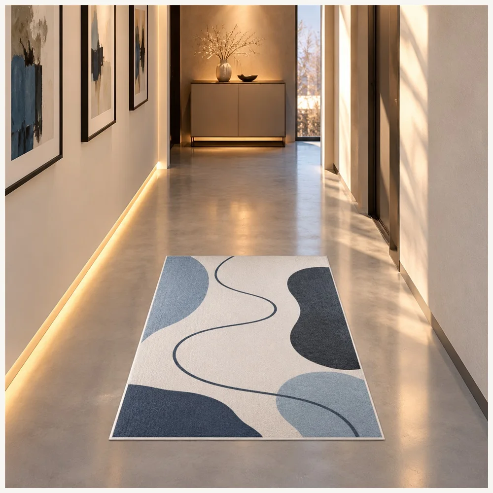 VIKAMA Abstract One Line Art Door Mat, Quick Dry Non Slip Flannel Rug, Artistic Floor Mat for Garden Room, Snug, Landing