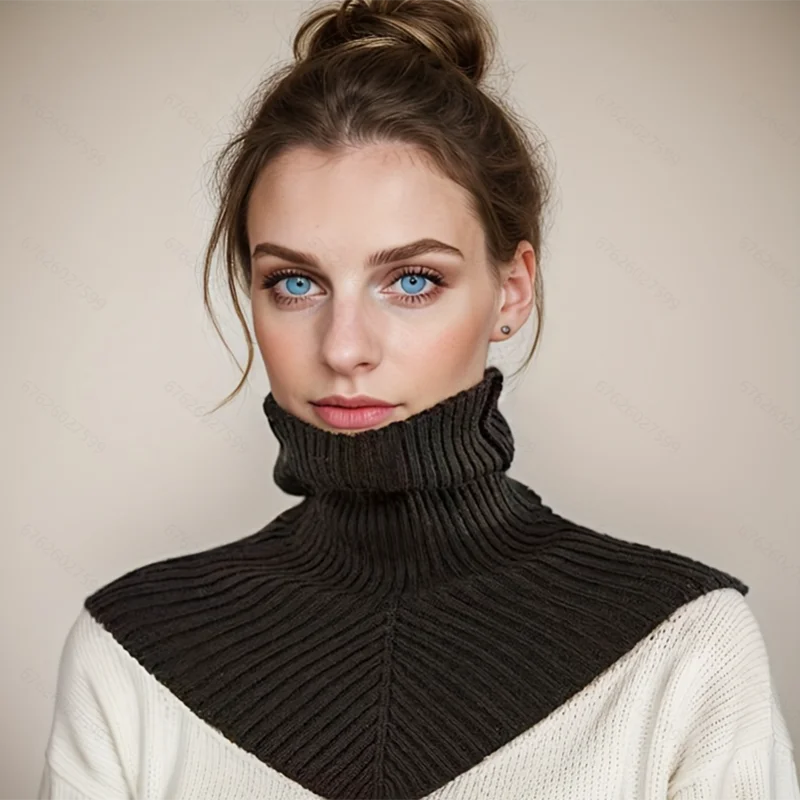 Women Winter Knitted Cotton Fake Collar Scarf Women Warm Turtleneck Neck Warmer Detachable Winter Windproof Scarf 36*28cm