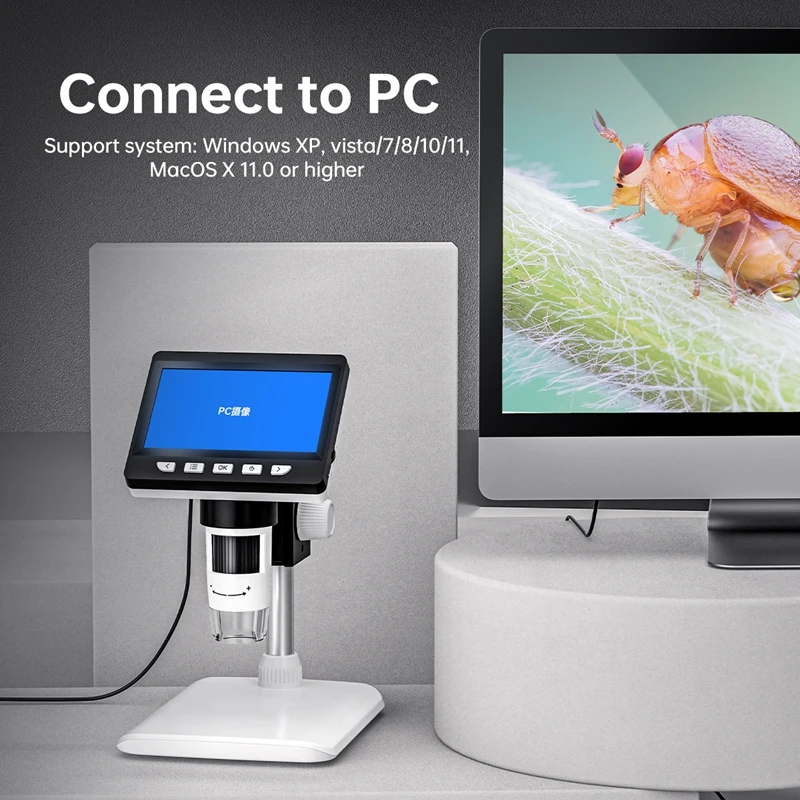 High-definition 4.3-inch screen electron microscope 1000x industrial maintenance jewelry desktop digital magnifying glass