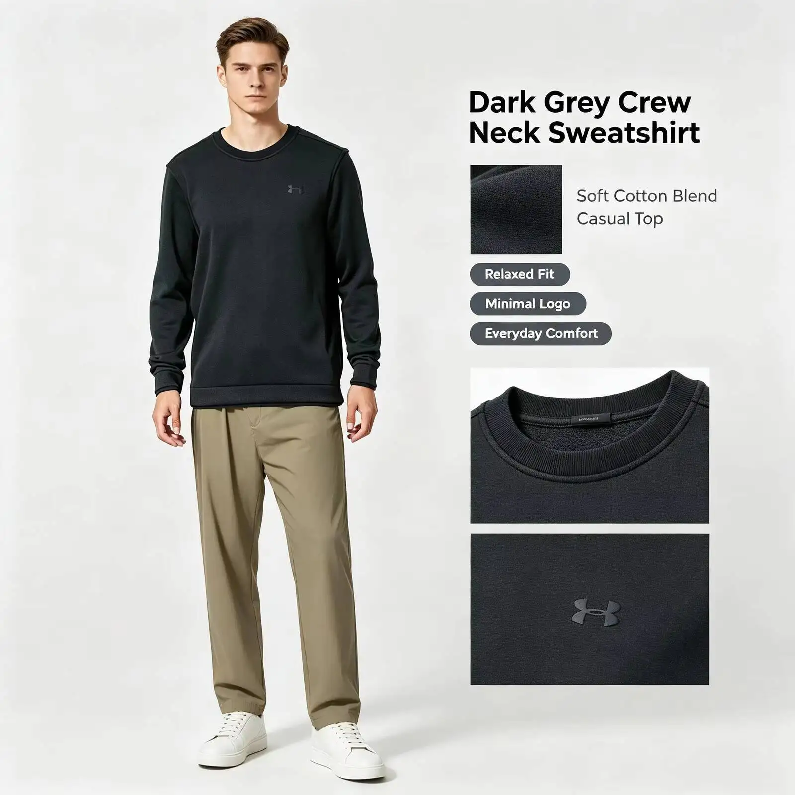 New Under Armour Sweatshirt Men's Sportswear Running Fitness Training Comfortable Casual Fashion Pullover 6003723-001