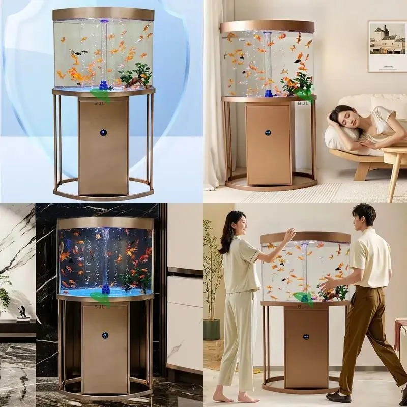 High Quality Stainless Steel Base Transparent Acrylic Irregular Fish Tank Water Aquarium Decoration for Home Living Room