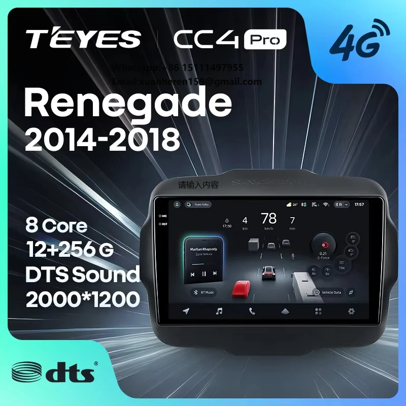 

Автомагнитола TEYES CC4 PRO для Jeep Renegade 2014-2018 с CarPlay и Android Auto, 2DIN, мультимедийная система