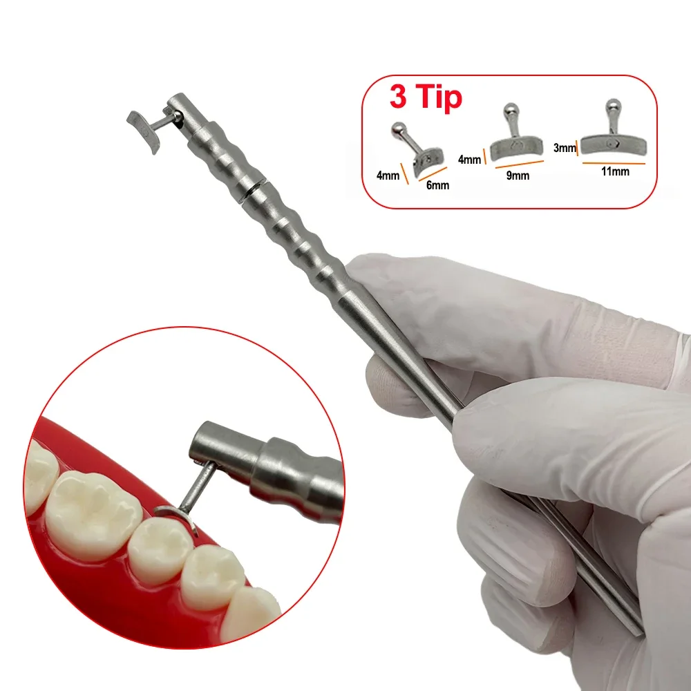 Stainless Steel Dental Socket Shield Retractor Gingival Protector with 3 Interchangeable Tips for Gum Isolation