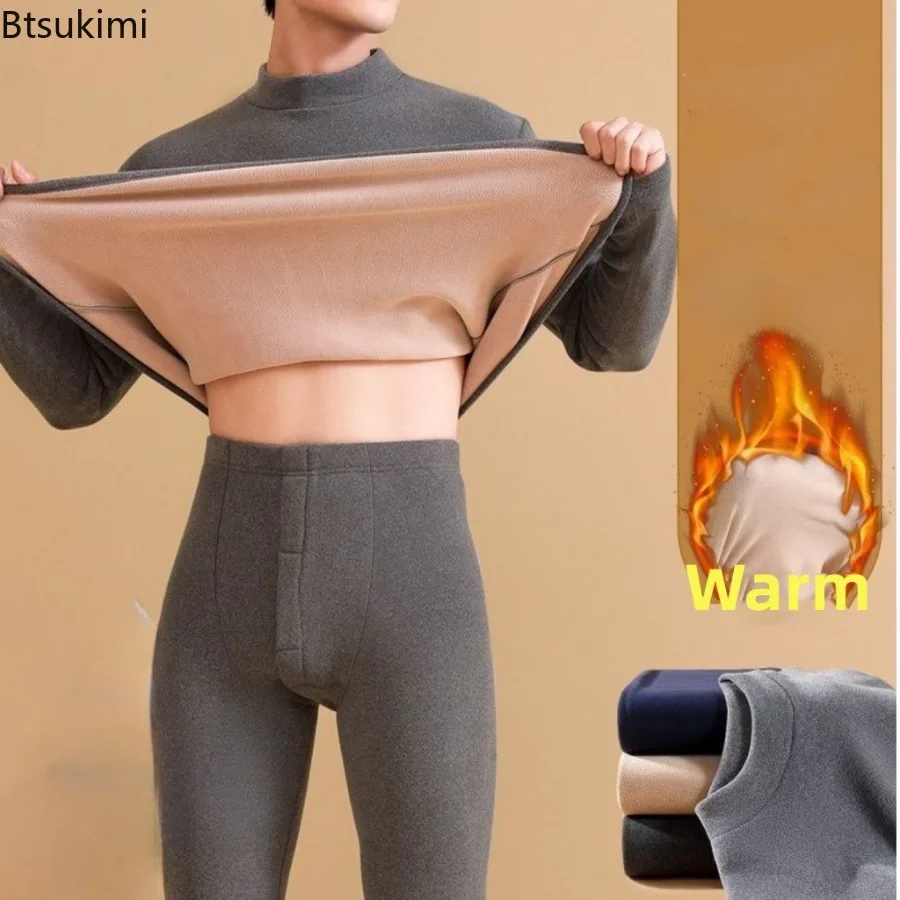 

Ультратолстые комплекты термобелья, зимнее мужское бесшовное теплое нижнее белье с воротником-стойкой, крутостойкая нижняя одежда с длинными рукавами