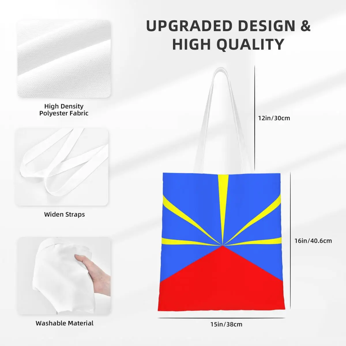 974 Reunion Island Flag Shopping Bags Ladies Canvas The Tote Bag Reusable Ladies Shoulder Tote Travel Handbag