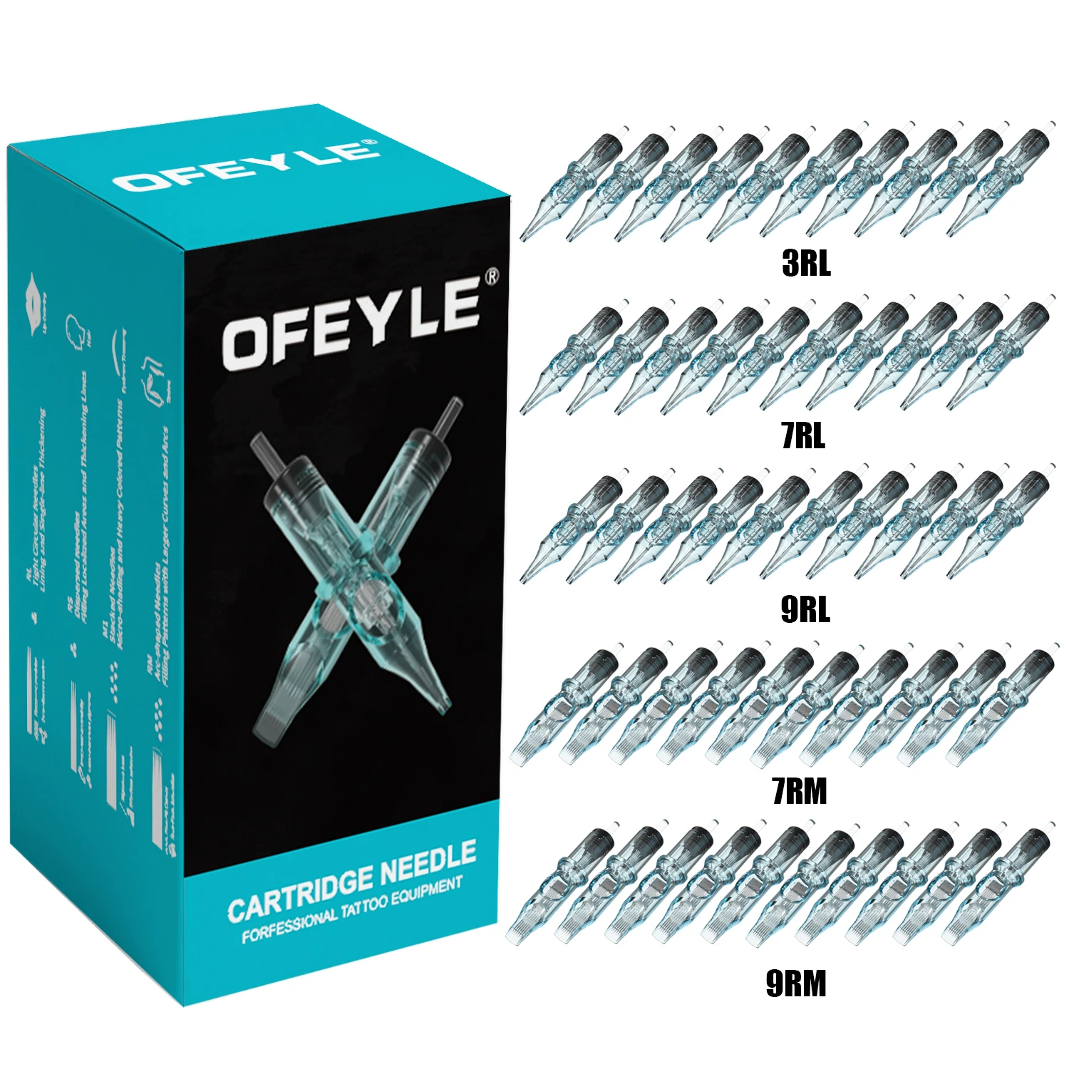 50 Pcs/Box Tattoo Cartridge RL RM Mixed Needles Disposable Sterilized Safety Tattoo Needle for Tattoo Machines Tattoo Supplies