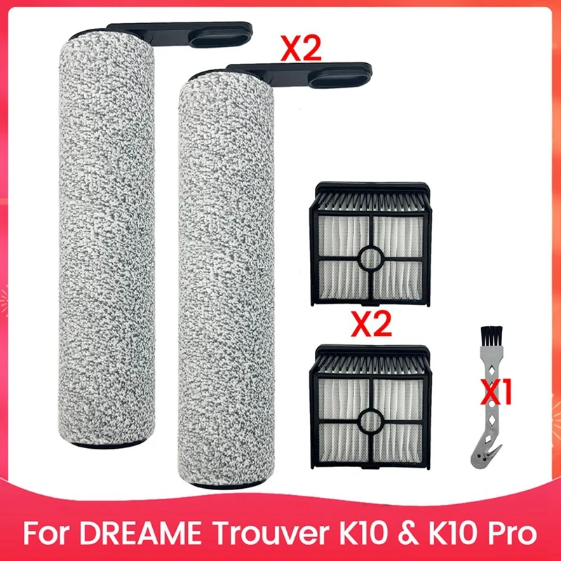 AB34-Brush Roller And Filter Kit For DREAME Trouver K10 & K10 Pro Wet Dry Cordless Vacuum Cleaner Replacement Parts