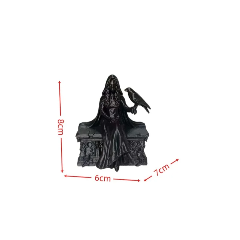3dgothic Black Robe Queen Figure Bookshelf Sculpture Spooky Sitting Statues Desktop Ornaments Gifts Mysterious Halloween Statue