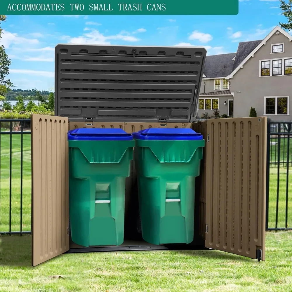 

Outdoor Resilient Storage Shed, 35 Cu Ft Lockable Weatherproof Resin Unit, Fit for Garden Equipment, Simple Assembly (Brown)