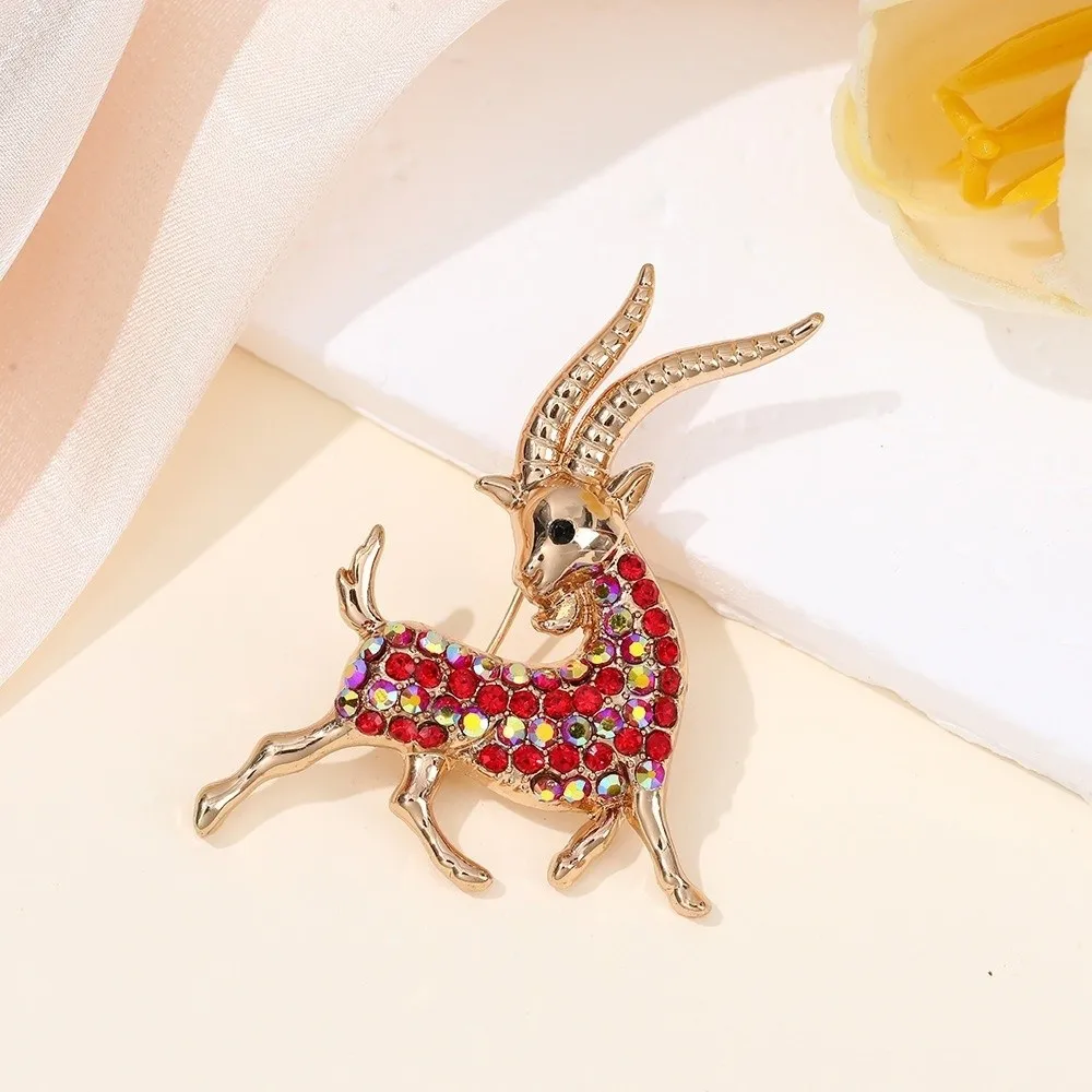 Alloy Cartoon Zodiac Sheep Brooch Cartoon Animal Shape Pin Clasp Safety Pin Brooch Lightweight Korean Style Animal Series Brooch