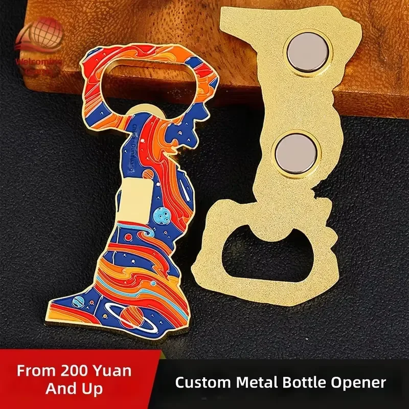 Creative Metal Bottle Opener Fridge Magnet Customizable Souvenir Gift Multi Functional Kitchen Accessory Novelty Bar Tool