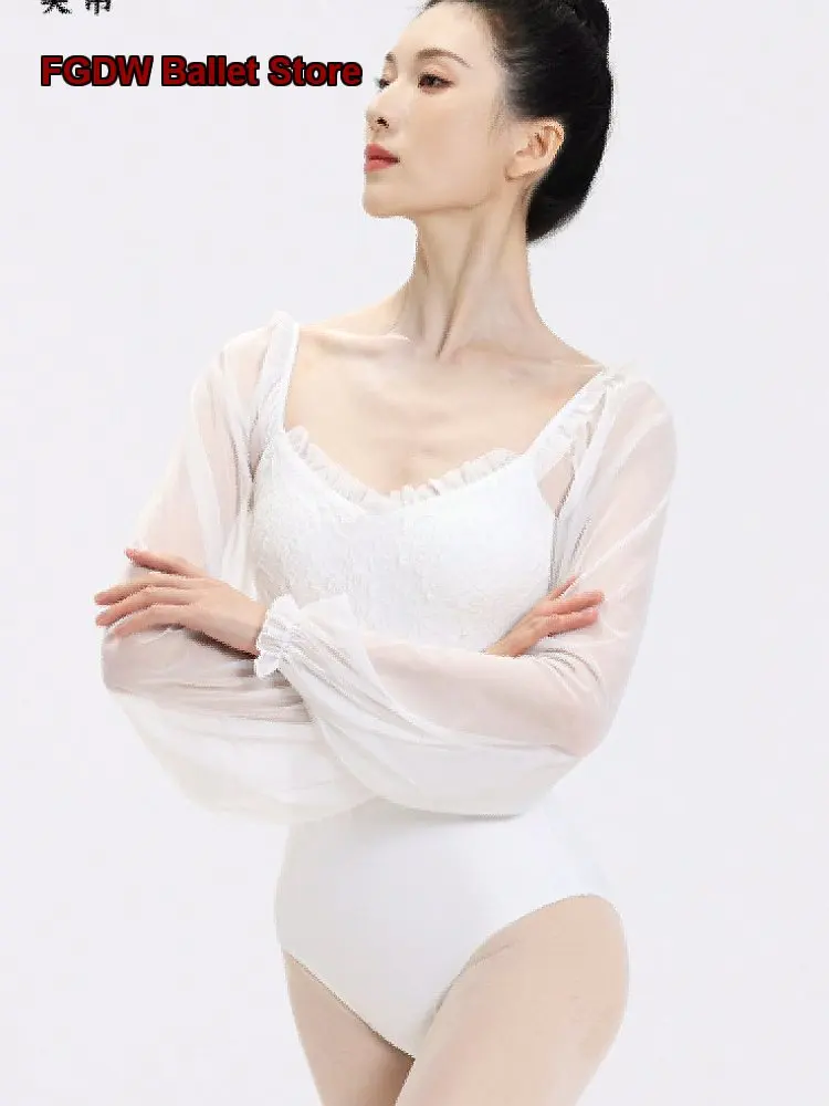Women's Ballet Practice Dress Gymnastics Leotard Body Suit Art Exam Basic Training Mesh Panel Unitard Practice Leotard