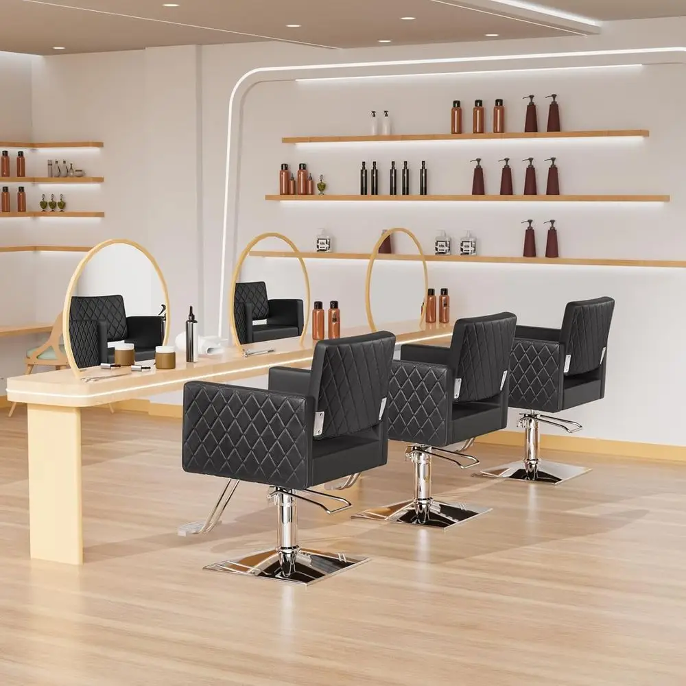Heavy-Duty Hydraulic Barber Chair with Aluminum Footrest and Wide Seat for Hair Styling and Beauty Spa Shampoo Services