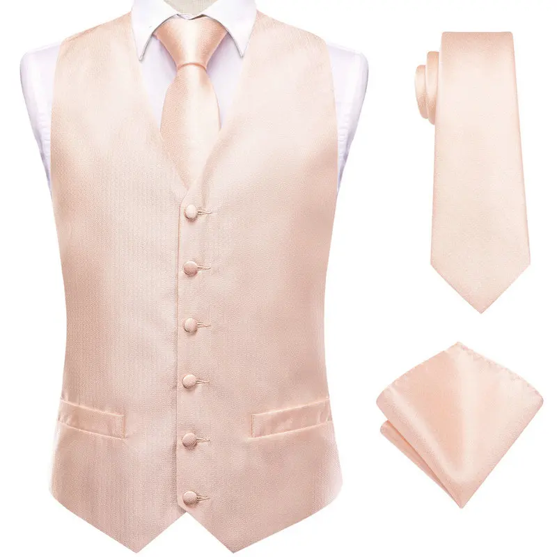 VerveRow Herren Satin-Set mit V-Ausschnitt, Weste, Krawatte und Einstecktuch, 3-teiliges formelles Business-Hochzeits-Westen-Set – Detail 3