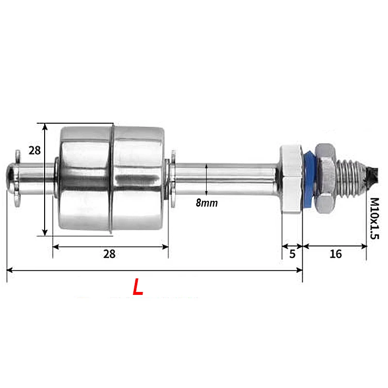 1PC SUS304 Single Ball Water Level Floating Ball Switch Controller High-Temperature Water-Resistant Length 45mm-600mm 220V view 2