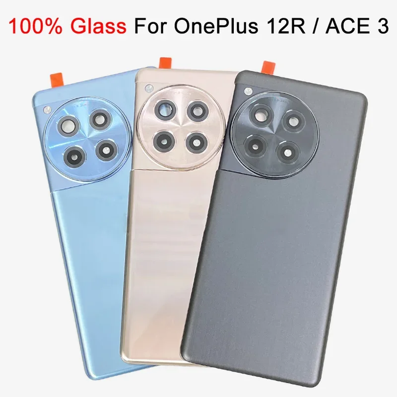 

For Oneplus Ace3 12R Back Glass Panel Repair parts PJE110 Battery Cover rear Door Housing Case Bezel With Camera Lens Adhesive