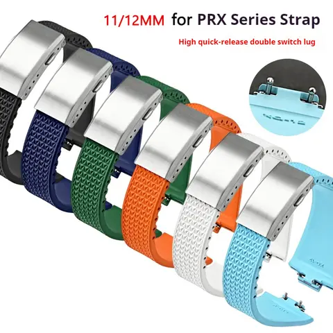 Fluoro Rubber Strap for Tissot PRX Powermatic 35mm 40mm Folding Buckle FKM Sport Waterproof Quick Release Watch Band 11mm 12mm