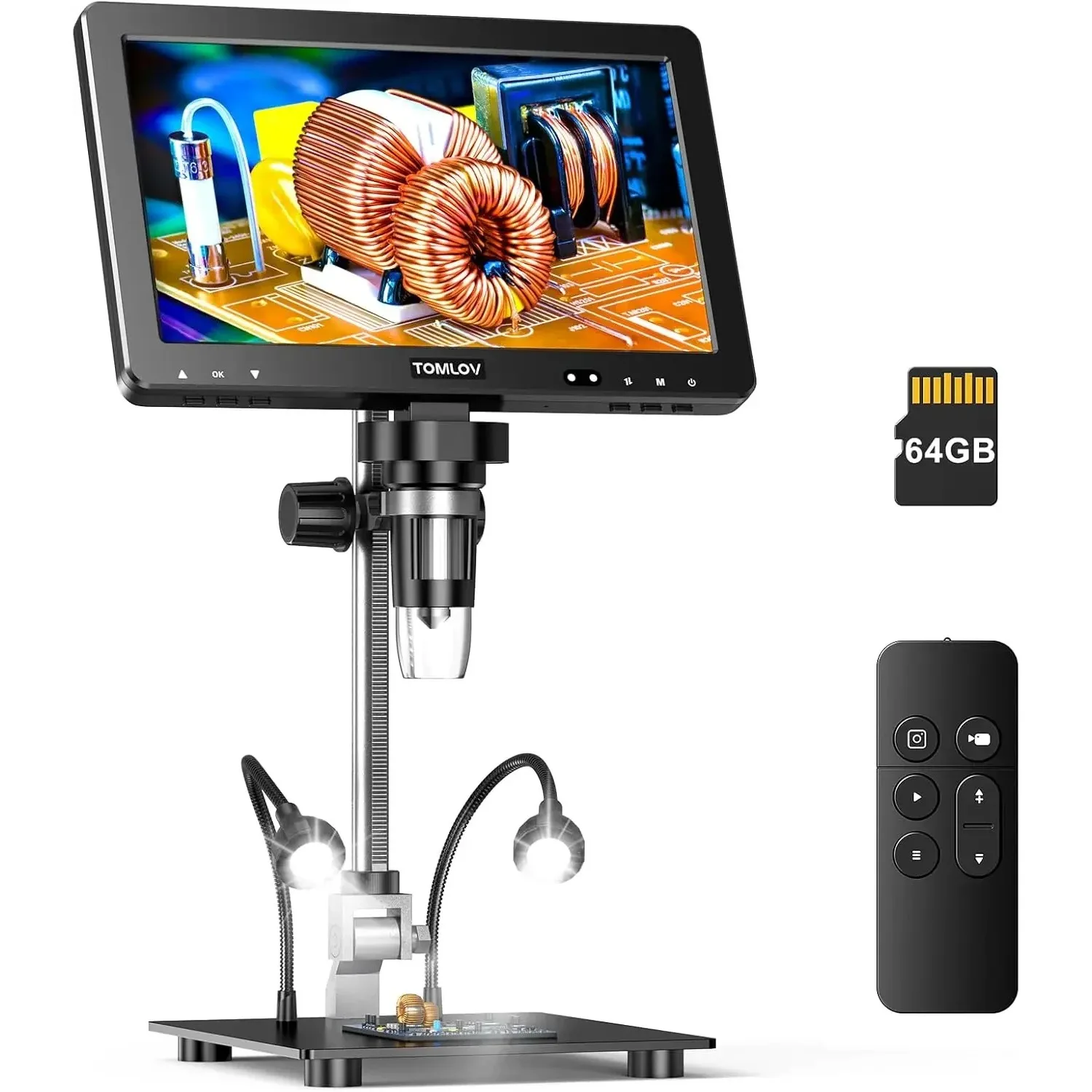 TOMLOV HDMI Digitale Microscoop 1500X DM9 Max 10.1 "HD IPS 20MP Muntmicroscoop voor Foutmunten LCD Soldeervergrootglas voor volwassenen - afbeelding 2