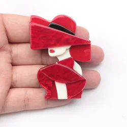 handmade fashion accessories acrylic cartoon women portrait brooches popular clothing bag accessories