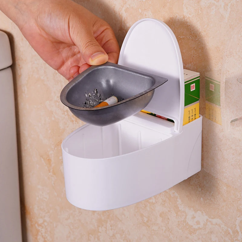 Creative Toilet Ashtray Home Bathroom Storage Cigarette Case With Lid Wall-mounted Plastic Ashtray Suitable For Home Office Use