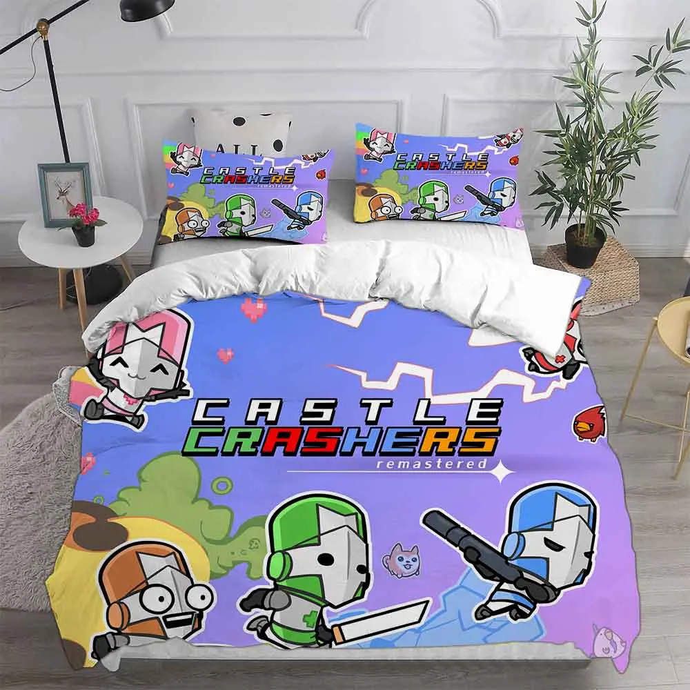 

Castle Crashers Bedding Sets EU Single US Twin Comforter Quilt Bed Cover Duvet Cover Pillow Case 2-3 Pieces Sets Kids Adult Size