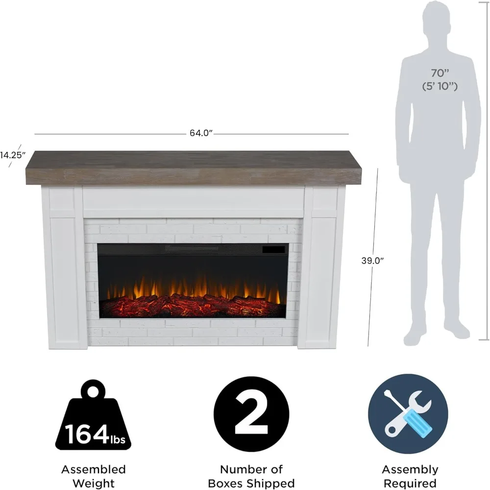 Electric Fireplace ,with Mantel , Replaceable Fireplaces Insert Heater, Realistic Log and Flame Effect,Timer, Fireplace TV Stand