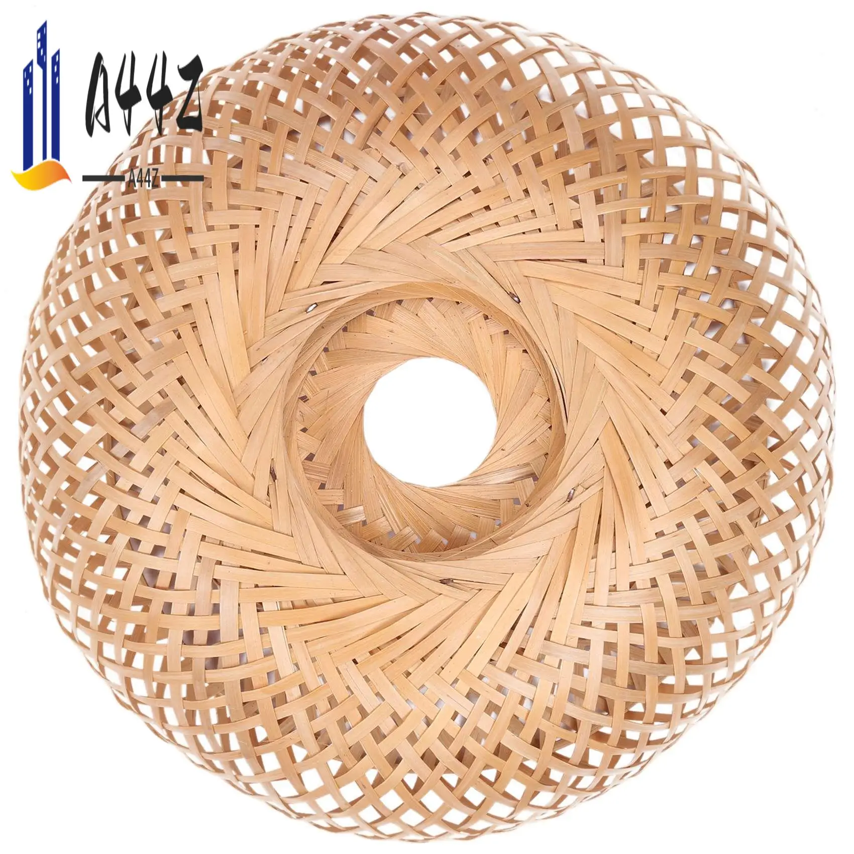 

A44Z-Бамбуковый плетеный абажур из ротанга, сотканный вручную двухслойный бамбуковый купольный абажур, азиатский деревенский японский дизайн лампы