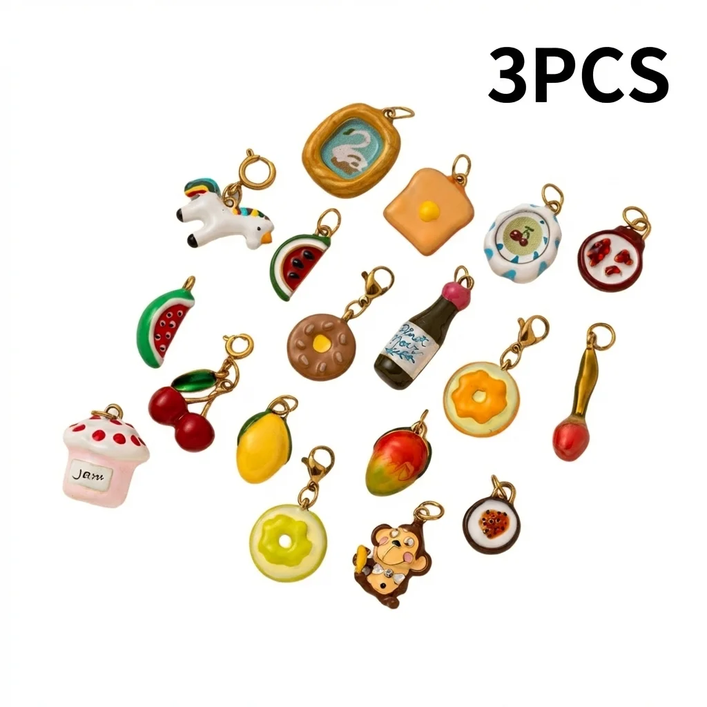 3 Stück Modische Neue Niedliche Affen-Wassermelonen-Mango-Granatapfel DIY Anhänger Charms für Schmuckherstellung – Detail 2