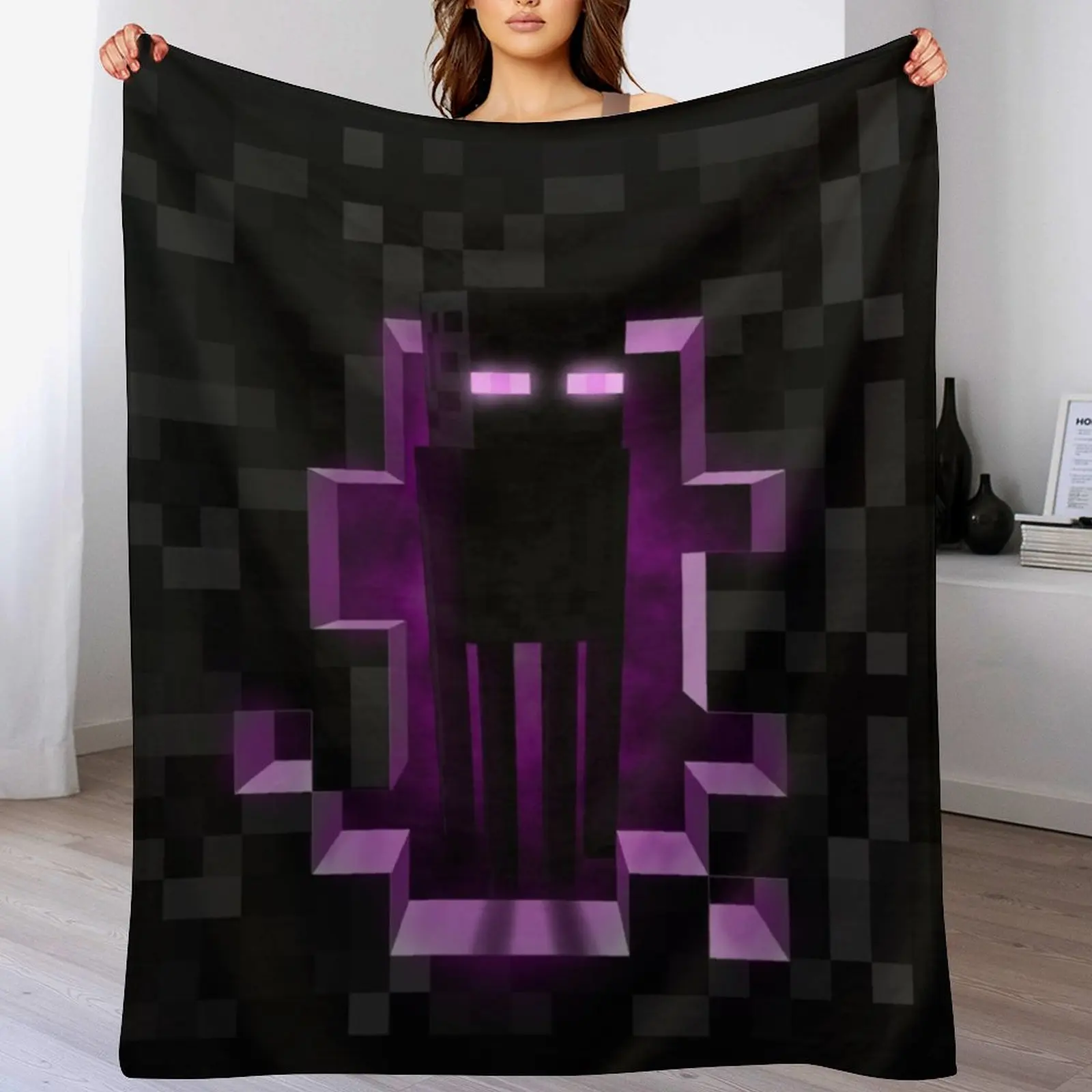 Enderman Minecrafter Enderdragon Throw Blanket Flannel For Decorative Sofa Extra Large Throw Blankets