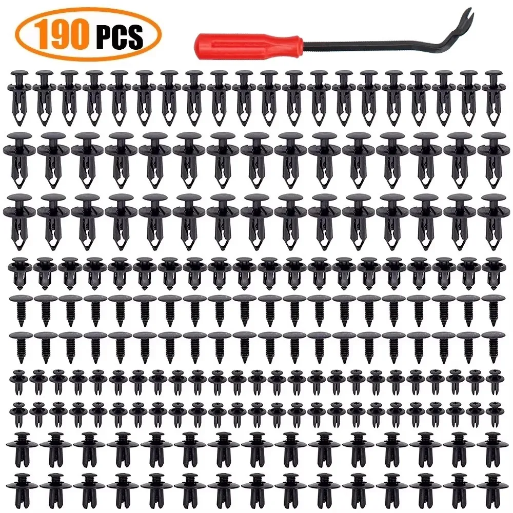 190pcs Car Retainer Clips 6 Size Plastic Fasteners Kit Auto Trim Panel Clip Mixed Car Body Bumper Rivet Set