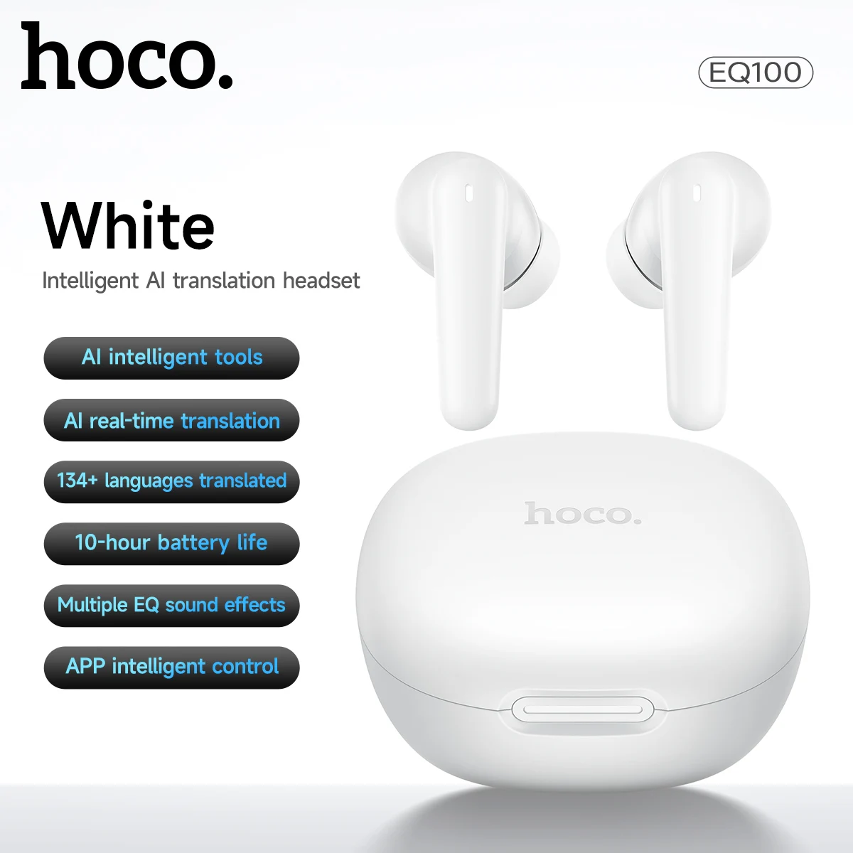 

HOCO EQ100 AI Languages Translator Bluetooth Earbuds Earphone with 134 Languages Real Time Translation Headphones APP Function
