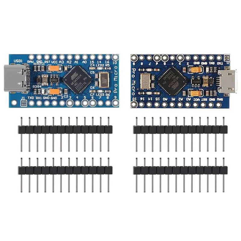 Pro Micro ATmega32U4 5V/16MHz Type-C/micro usb Module with Pin Headers Compitable with Arduino