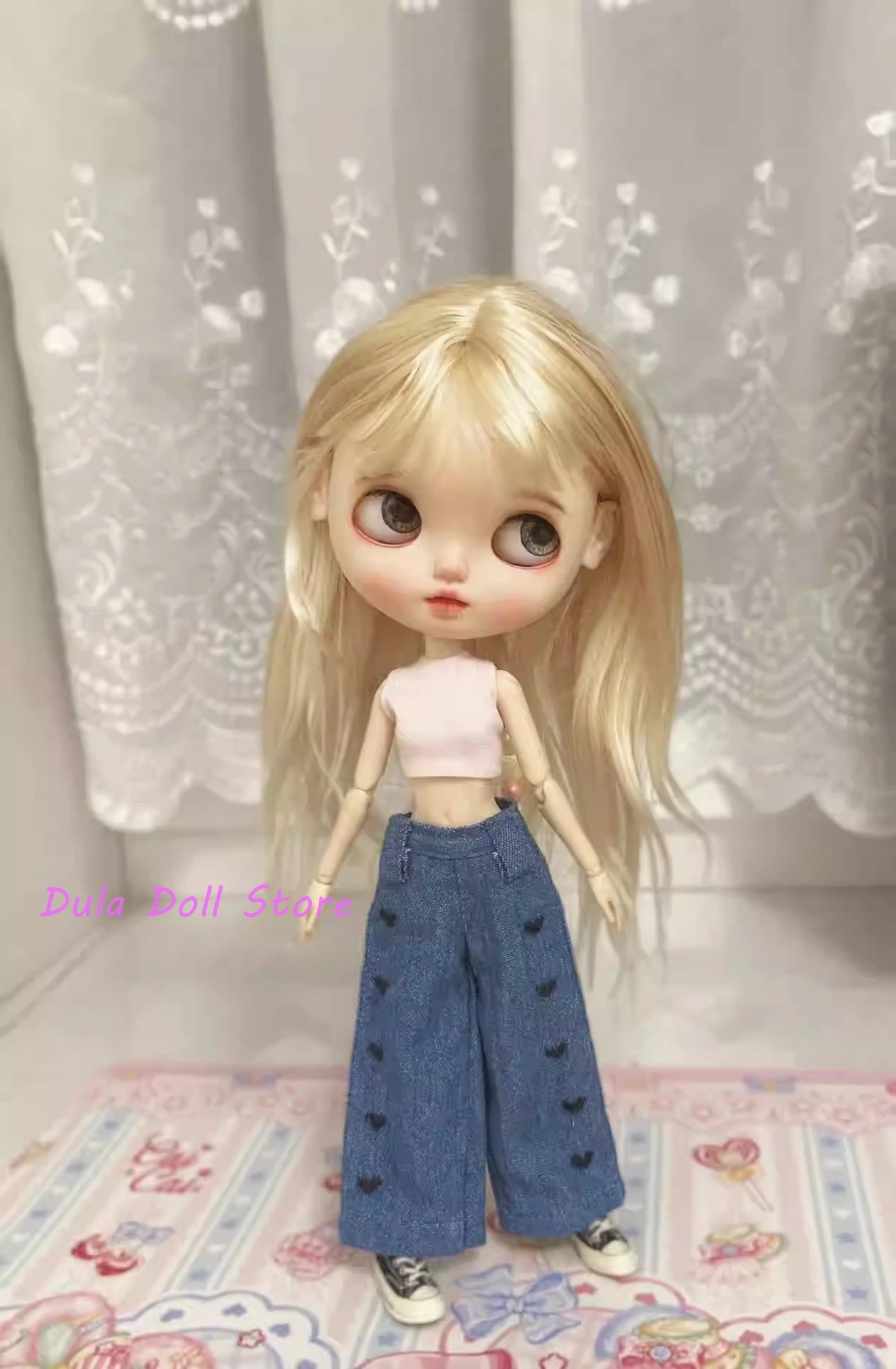 

Dula Doll Clothes Dress Heart-embroidered low-rise jeans Blythe Qbaby ob24 ob22 Azone Licca ICY JerryB 1/6 Bjd Doll