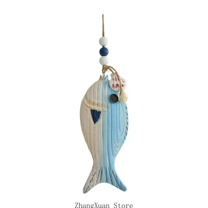 Fisch-Wandkunst mit abgenutztem Finish für Küsten-Eingangsdekoration, 3 x – Detail 5