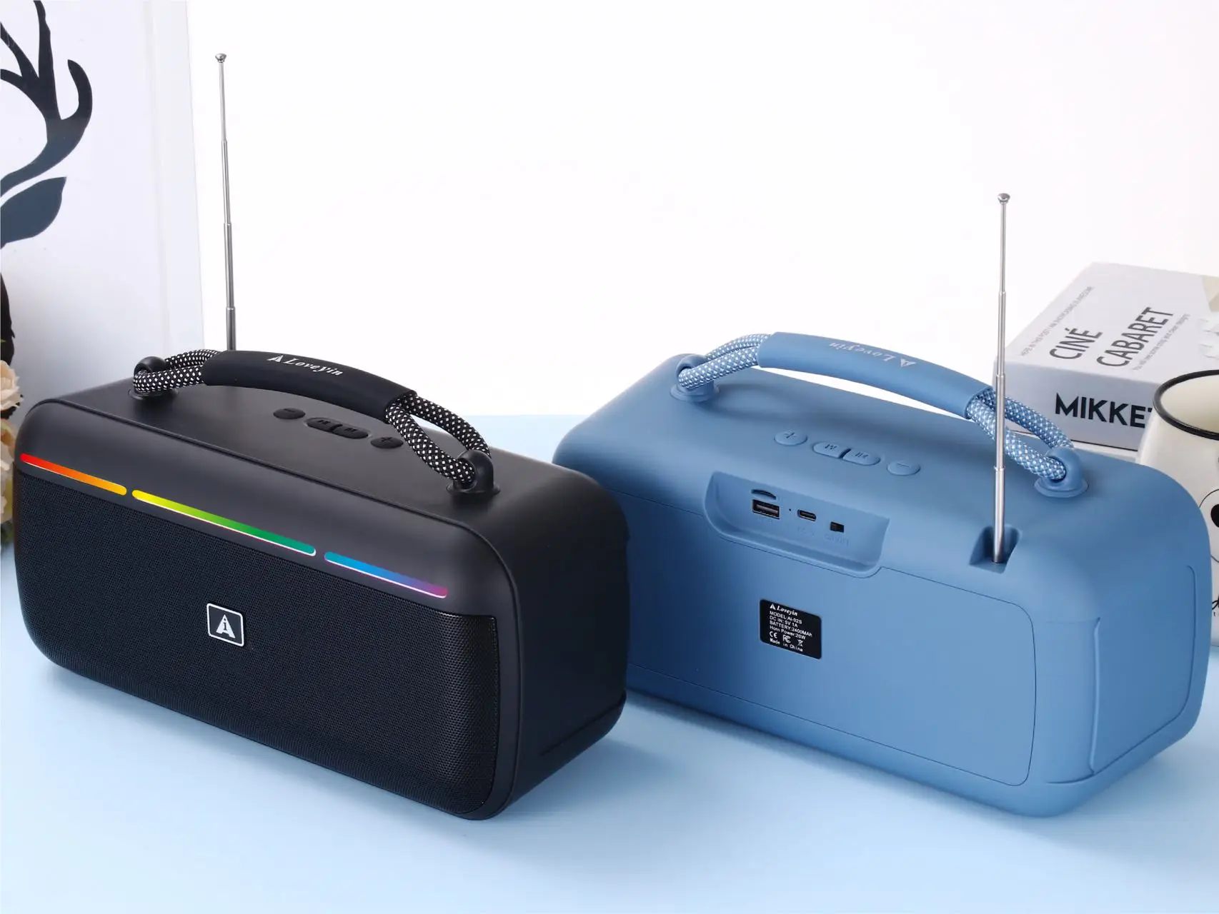 مكبر صوت 20 وات مكبر صوت خارجي محمول مشغل موسيقى لاسلكي مضخم صوت هدايا منزلية مكبر صوت مع راديو FM بلوتوث #4