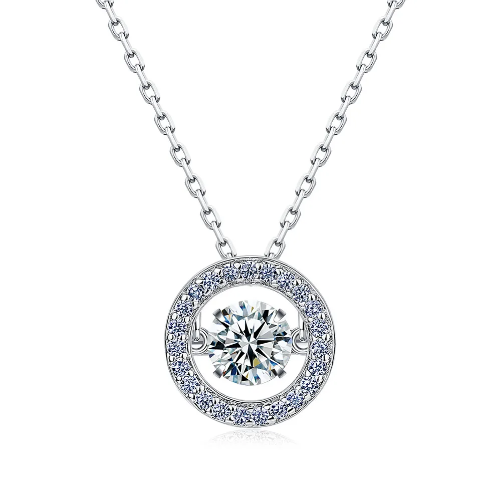Apexelle Brand Luxury Jewelry 925 Sterling Silver Necklaces For Woman Round Moissanite Pendant Necklace Fine Jewelry