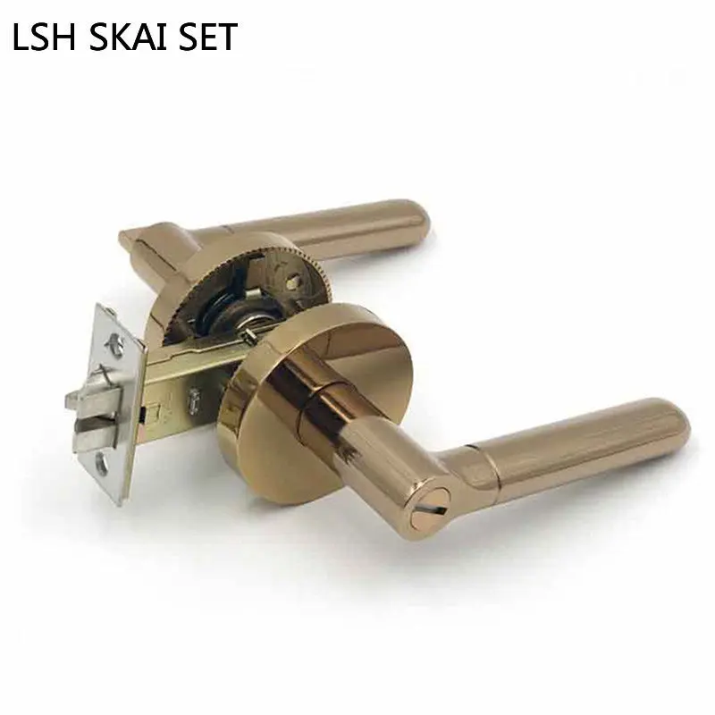 Modern Zinc Alloy Door Handle Lockset Mute Bedroom Door Locks Bathroom Three-Bar Spherical Lock Indoor Hardware Supplies