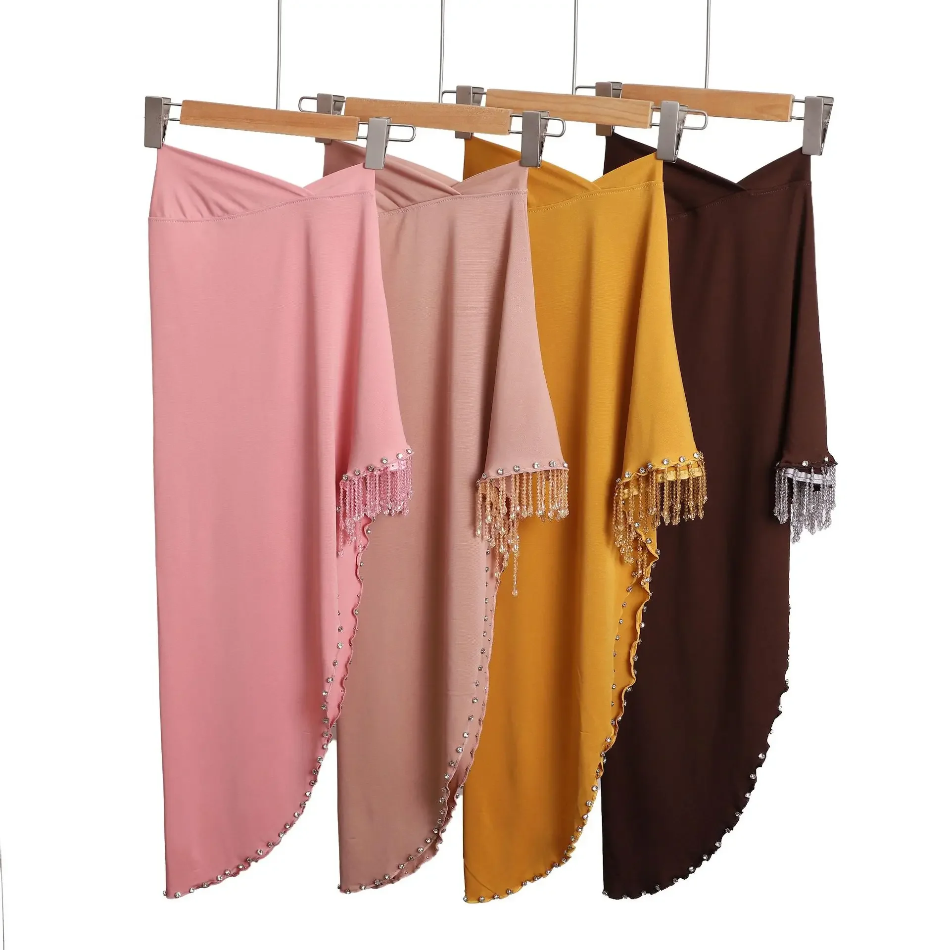 

Muslim Women One Piece Amira Tassel Beading Hijab Islam Headscarf Turban Arabic Head Wrap Shawl Niqab Pull On Ready Made Scarf