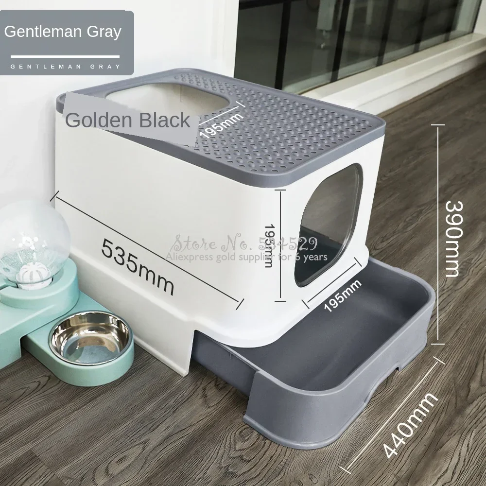 Fully Enclosed Cat Litter Box Large Anti-spatter DrawerTop Entry Cats Toilet Deodorization Pet Supplies Practical Cat Litter