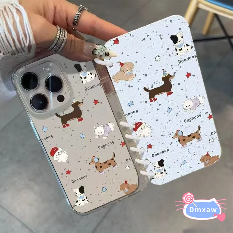 For Samsung Galaxy S24 S23 S21 S20 FE S22 Ultra Phone Case Notebook Book Puppy Cat Cute Cartoon Soft Back Cover