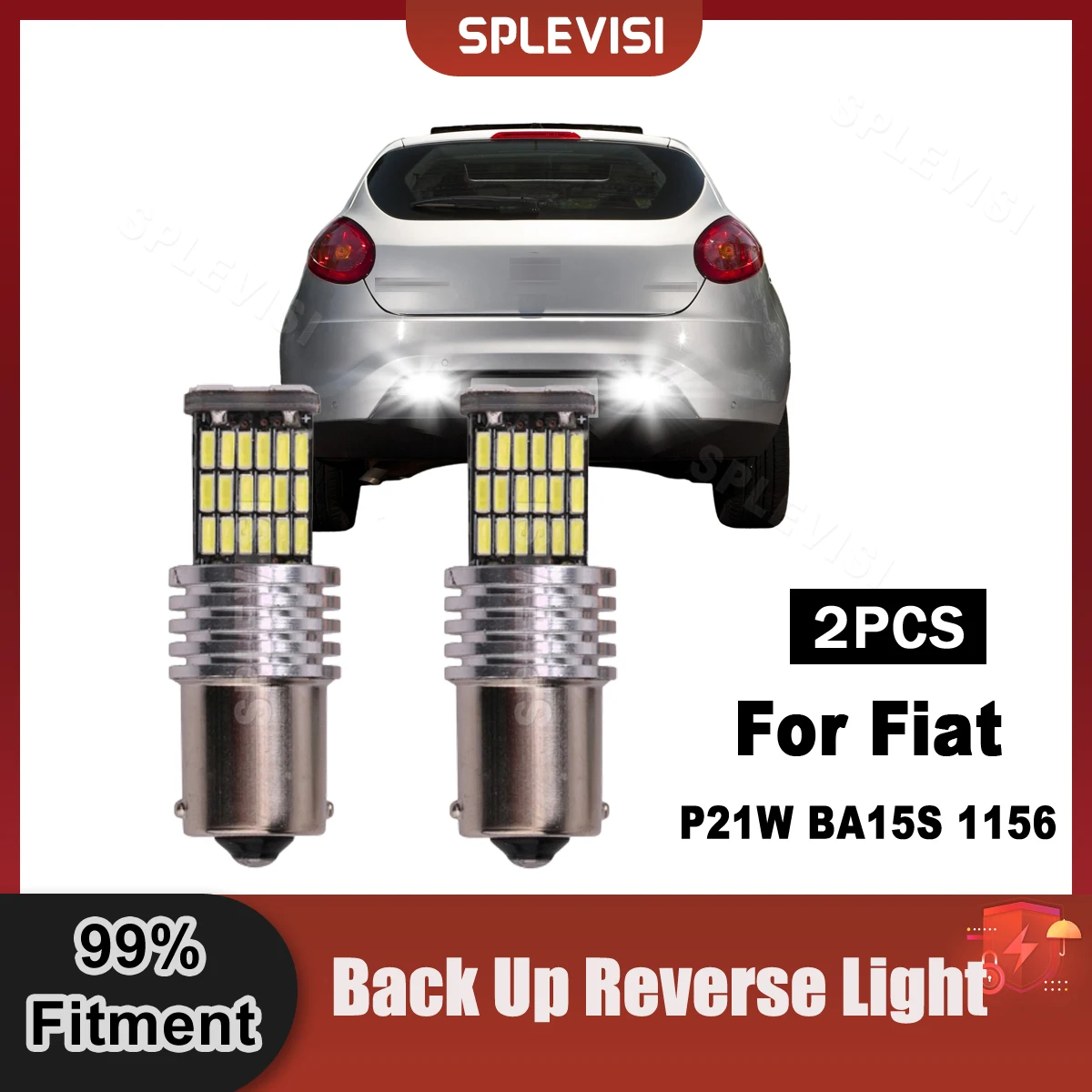 2X LED Reverse Light Blub P21W BA15S 1156 Canbus Backup Lamp 6W/Bulb For Fiat Grande Punto Idea Palio Panda Punto Sedici Siena