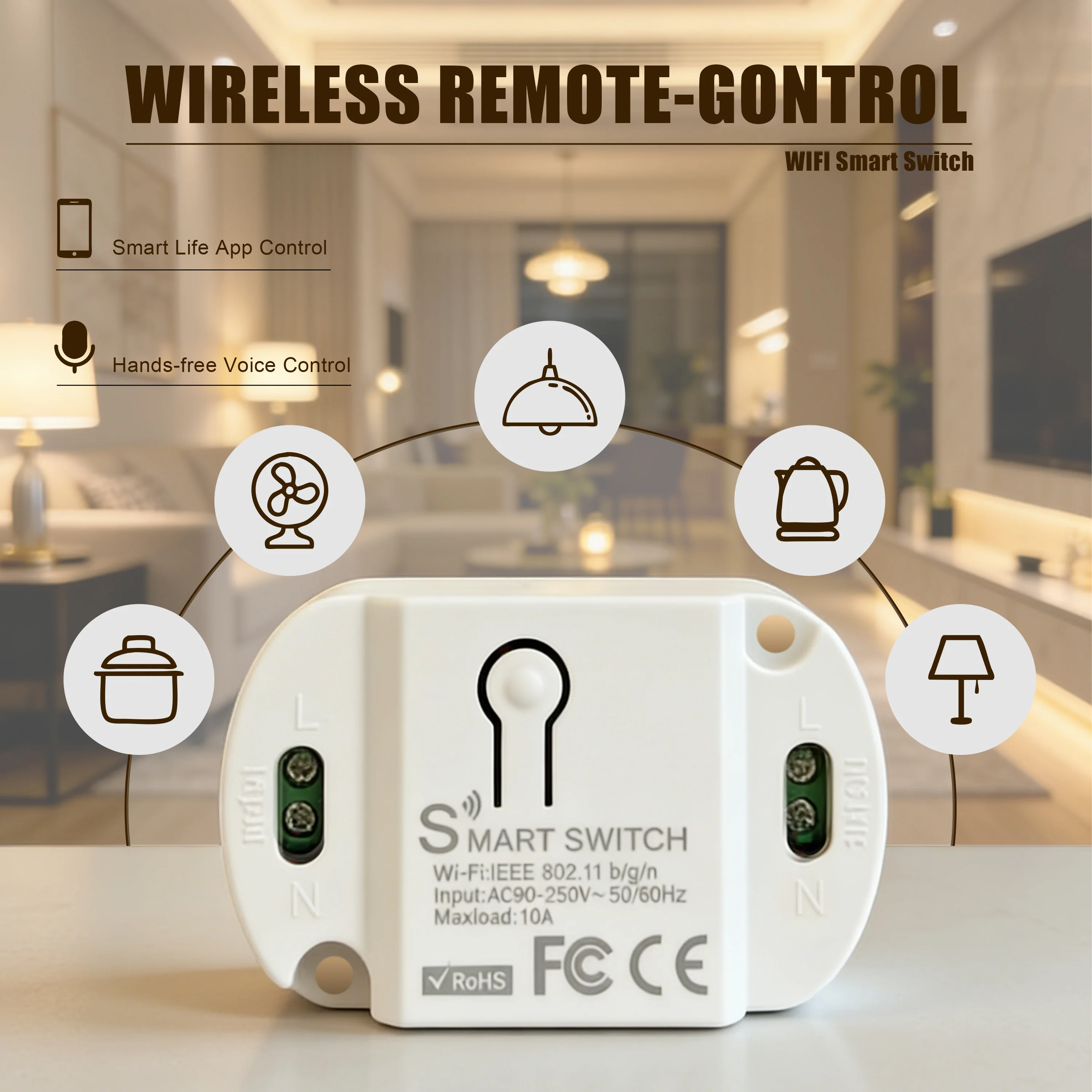 Wholesale Multi‑Pack 10A AC 90‑250V 2.4G WiFi Smart Switch Module Remote For Smart Home Alexa Google Home